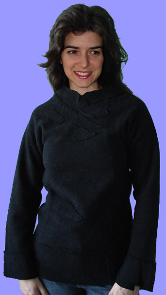 photo of Catherine Taormina in refashioned sweatshirt