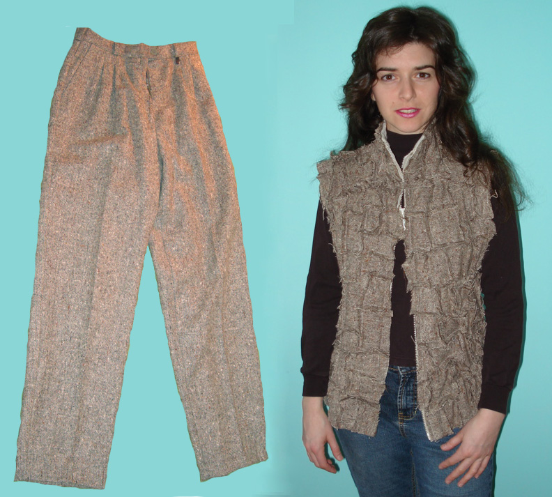 photo of Catherine Taormina refashioned brown vest from wool pants