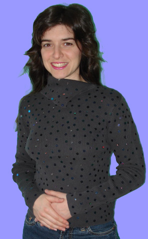 photo of Catherine Taormina in grey disco sweater